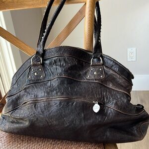 Calleen Cordero Brown Leather Studded Handbag